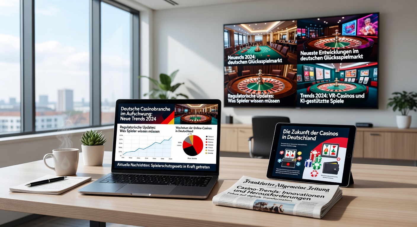 Ein modernes Casino-Innenraum mit leuchtenden Spielautomaten und Gästen am Roulettetisch in einer deutschen Spielbank