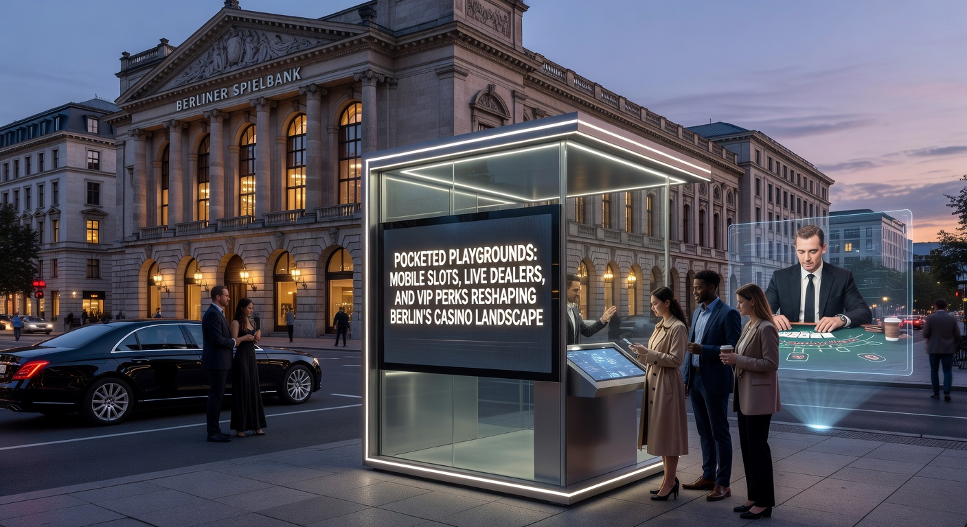 Live Dealer am Roulette-Tisch mit mobilen Spielern im Hintergrund, illustriert die Brücke zwischen virtuell und real in Berlins Casino-Szene